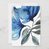 Artistic Blue Floral Waterverf Handbeschilderd Aankondiging (Achterkant)