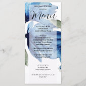 Artistic Blue Floral Waterverf Handbeschilderd Menu (Voorkant)