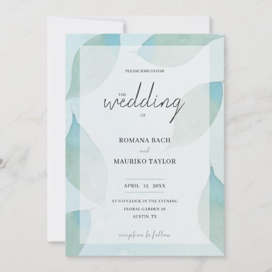 Artistic Blue Herfst Waterverf Kunst Kaart (Voorkant)