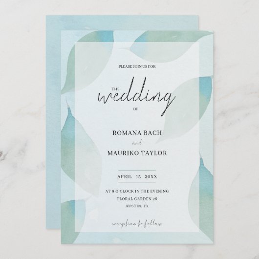 Artistic Blue Herfst Waterverf Kunst Kaart (Voorkant / Achterkant)