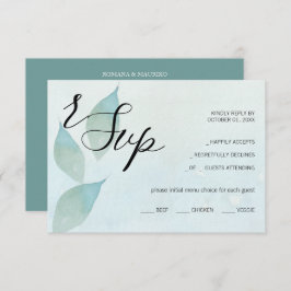 Artistic Blue Herfst Waterverf Kunst RSVP Kaartje