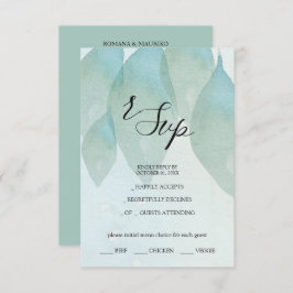 Artistic Blue Herfst Waterverf Kunst RSVP Kaartje