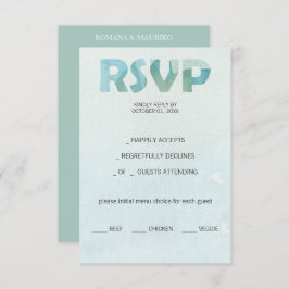 Artistic Blue Herfst Waterverf Kunst RSVP Kaartje