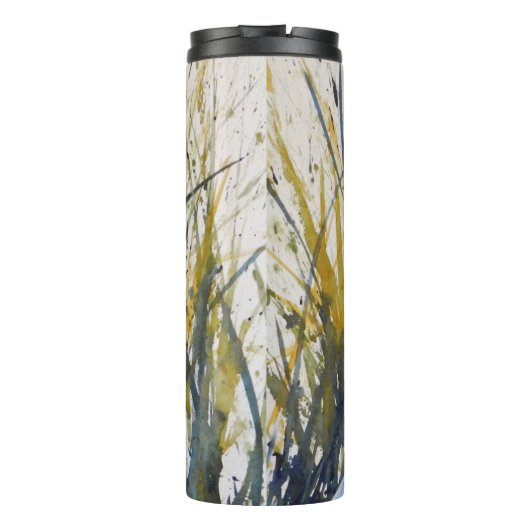 Artistic Blue Heron Waterverf in het onkruid Thermosbeker (Achterkant)