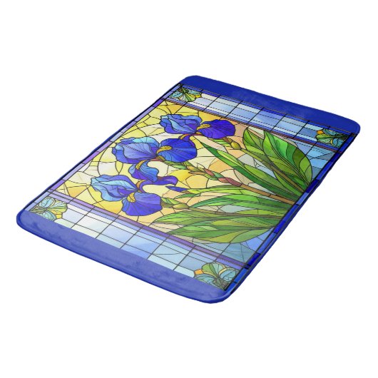 Artistic Blue Iris Floral Glas in lood Mat (Gekanteld)