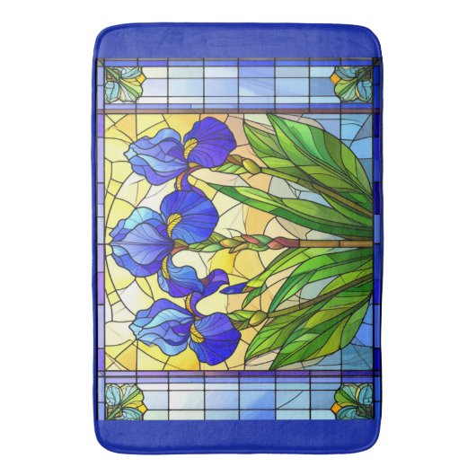 Artistic Blue Iris Floral Glas in lood Mat (Voorkant Verticaal)