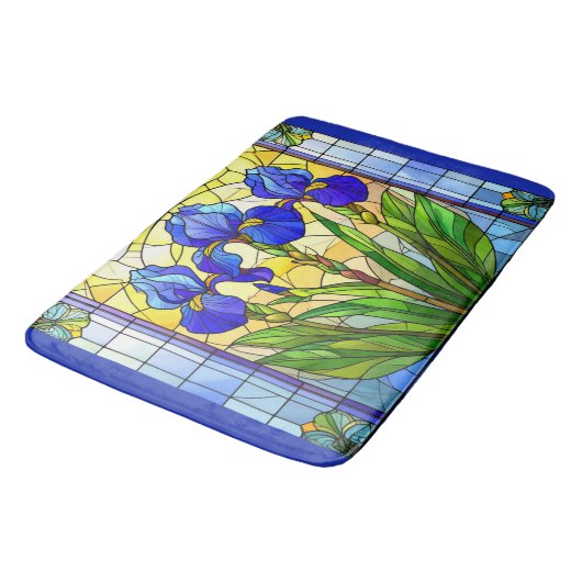Artistic Blue Iris Floral Glas in lood Mat (Gekanteld)