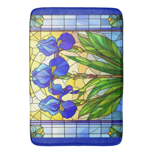 Artistic Blue Iris Floral Glas in lood Mat (Voorkant Verticaal)