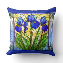 Artistic Blue Iris Floral Sierkussen