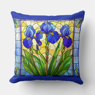 Artistic Blue Iris Floral Sierkussen