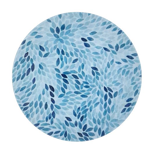 Artistic Blue Mosaic Petals Glass Cutting Board Snijplank (Voorkant)