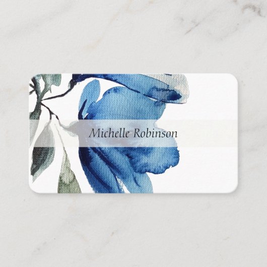 Artistic Blue Oversized Flowers Waterverf Visitekaartje (Voorkant)