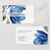 Artistic Blue Oversized Flowers Waterverf Visitekaartje (Voorkant / Achterkant)