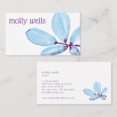 Artistic Blue Paarse Waterverf Branch Visitekaartje (Voorkant / Achterkant)