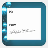 Artistic Blue Snowflakes Christmas Gift Label (Voorkant)