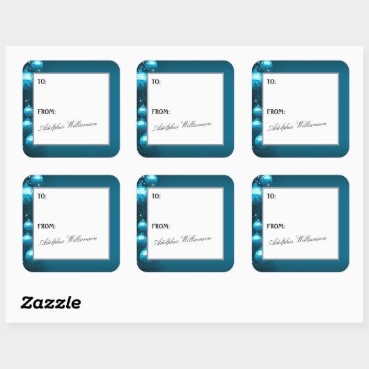 Artistic Blue Snowflakes Christmas Gift Label (Vel)