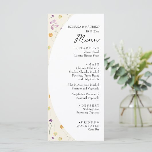 Artistic Blush Bloementuin Waterverf Menu (Staand voorkant)