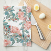 Artistic Blush Peach en koraal Rozen Theedoek (Quarter Fold)