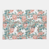 Artistic Blush Peach en koraal Rozen Theedoek (Horizontaal)