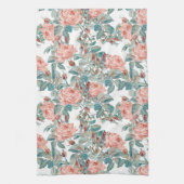 Artistic Blush Peach en koraal Rozen Theedoek (Verticaal)