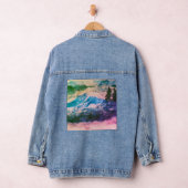 Artistic Blush Waterverf Mountains en dennenbomen Denim Jacket (Hangar)