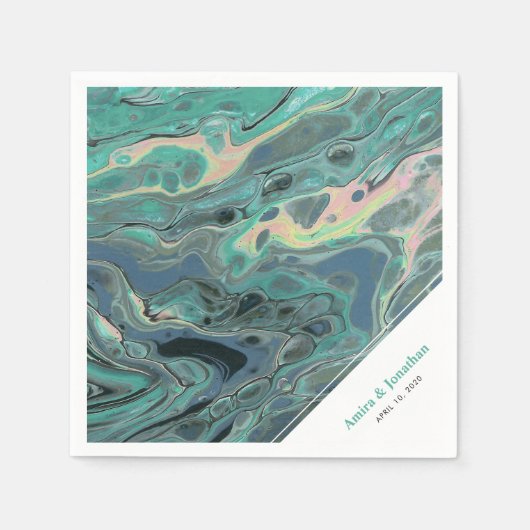 Artistic Boho Aqua Marble Custom Napkin Servet (Voorkant)