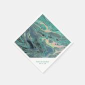 Artistic Boho Aqua Marble Custom Napkin Servet (Hoek)