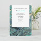 Artistic Boho Aqua Marble Shower Uitnodiging (Staand voorkant)