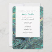 Artistic Boho Aqua Marble Shower Uitnodiging (Voorkant)