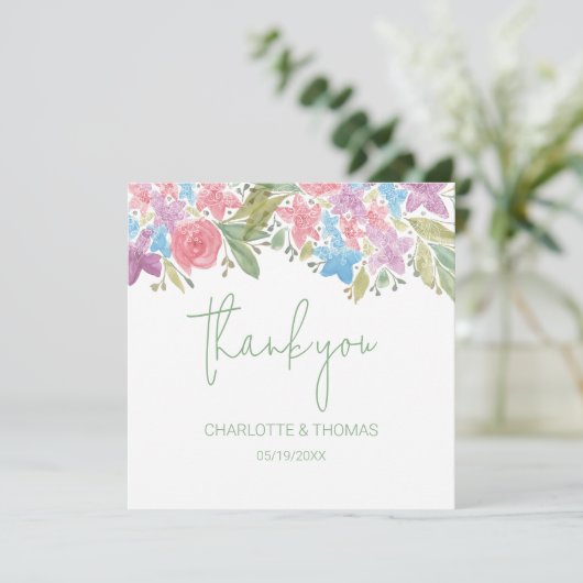 Artistic Boho Wildflower Waterverf Handbeschilderd Bedankkaart (Staand voorkant)