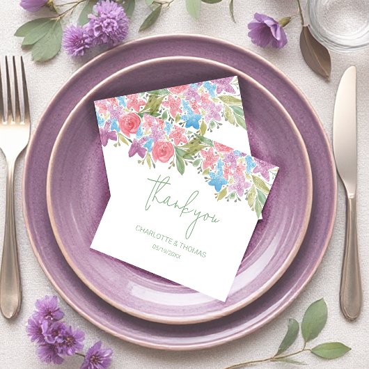 Artistic Boho Wildflower Waterverf Handbeschilderd Bedankkaart