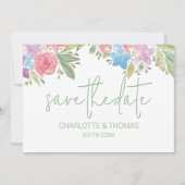 Artistic Boho Wildflower Waterverf Handbeschilderd Save The Date (Voorkant)