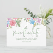 Artistic Boho Wildflower Waterverf Handbeschilderd Save The Date (Staand voorkant)