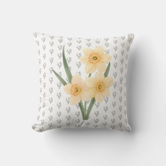 Artistic Botanical Narcissus Flower Accent Kussen (Voorkant)