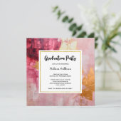 Artistic Brush Strokes Gold en Pink Afstuderen Kaart (Staand voorkant)