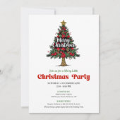 Artistic Buffalo Christmas Tree Party Invitation Kaart (Voorkant)