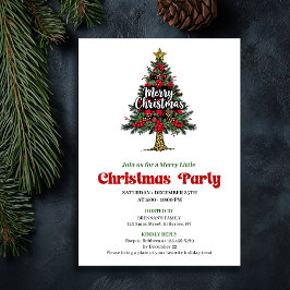 Artistic Buffalo Christmas Tree Party Invitation Kaart