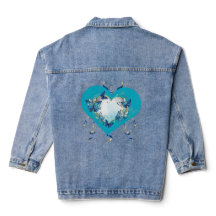 Artistic Butterfly Heart Denim Jacket