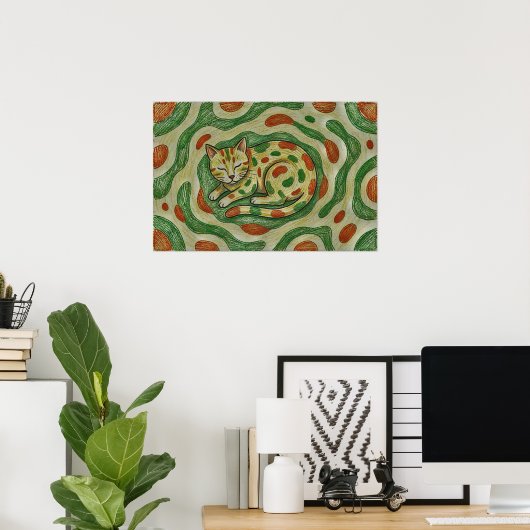 Artistic Calico Cat Camouflage Abstract Pattern Poster (Thuiskantoor)