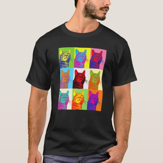 Artistic Cat 1960s Pop Cat Cat T-shirt (Voorkant)