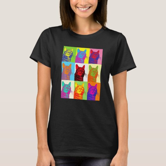 Artistic Cat 1960s Pop Cat Cat T-shirt (Voorkant)