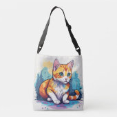 Artistic Cat Crossbody Canvas tas (Achterkant)