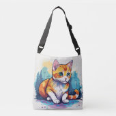 Artistic Cat Crossbody Canvas tas (Voorkant)