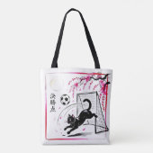 Artistic Cherry Blossom Cat Soccer For Japanese Ar Tote Bag (Achterkant)