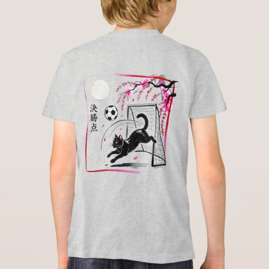 Artistic Cherry Blossom Cat Soccer For Japanese Ar Tri-Blend Shirt (Achterkant)