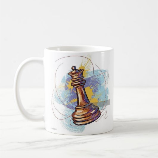 Artistic Chess King Coffee Mok – Abstracte kleur (Links)