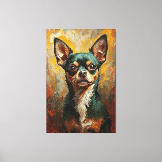 Artistic Chihuahua Portrait Vibrant Oil Painting Canvas Afdruk (Voorkant)