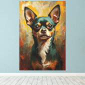Artistic Chihuahua Portrait Vibrant Oil Painting Canvas Afdruk (Insitu (Houten vloer))