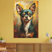 Artistic Chihuahua Portrait Vibrant Oil Painting Canvas Afdruk (Insitu (Woonkamer))