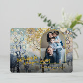 Artistic Classic Trendy Winter Wonderland Art Gold Folie Feestdagenkaart (Staand Voorkant)